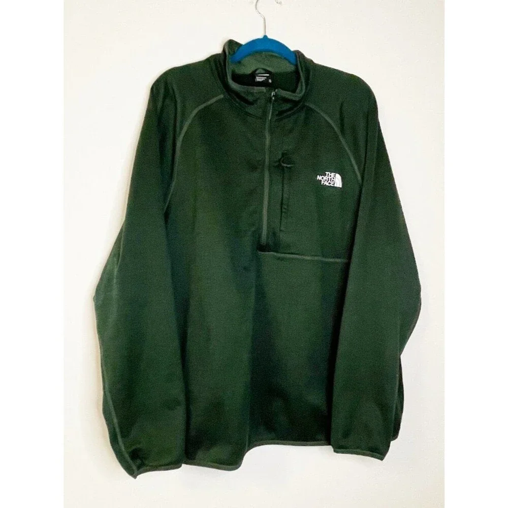 The North Face Men’s XXL Green Quarter Zip Fleece Pullover Outdoor Hiking Jacket